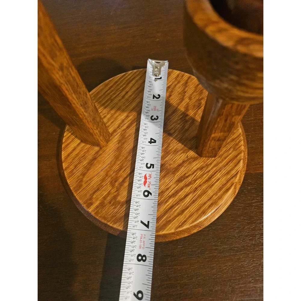 Oak Wood Double Candle Holder Brown Rustic Tiered Decor